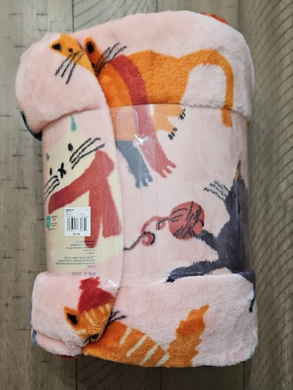 The Big One Plush Throw - Pink Cat Pattern